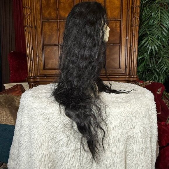 Beshe 33" Luxury Lace Ear to Ear Wig No Tape/No Glue 2" Deep Lace Color 1B - Picture 4 of 16